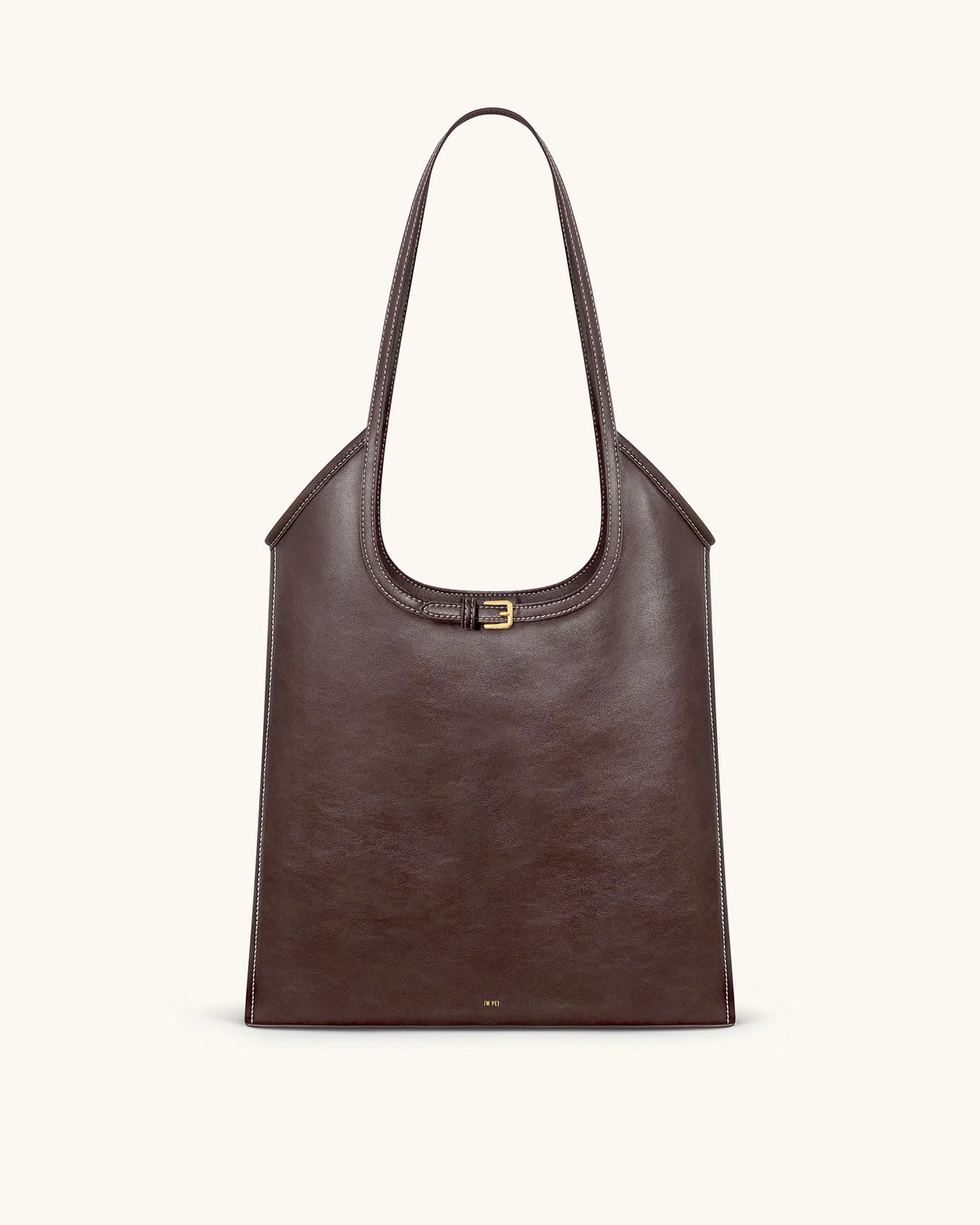 JWPE - Brooke Belted Embellished Shoulder Tote Bag - Dark Brown