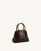 JWPE - Nerina Structured Top Handle Bag - Dark Brown Croc