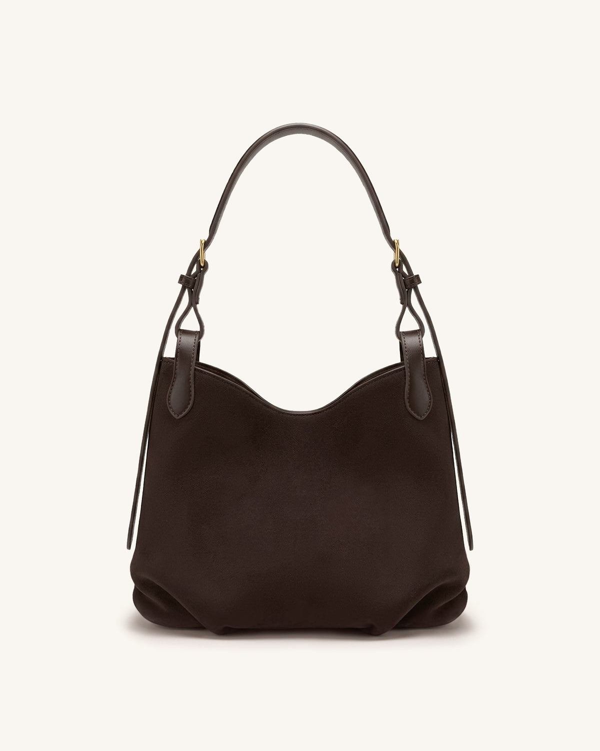JWPE - Velora Faux Suede Slouchy Shoulder Bag - Dark Brown