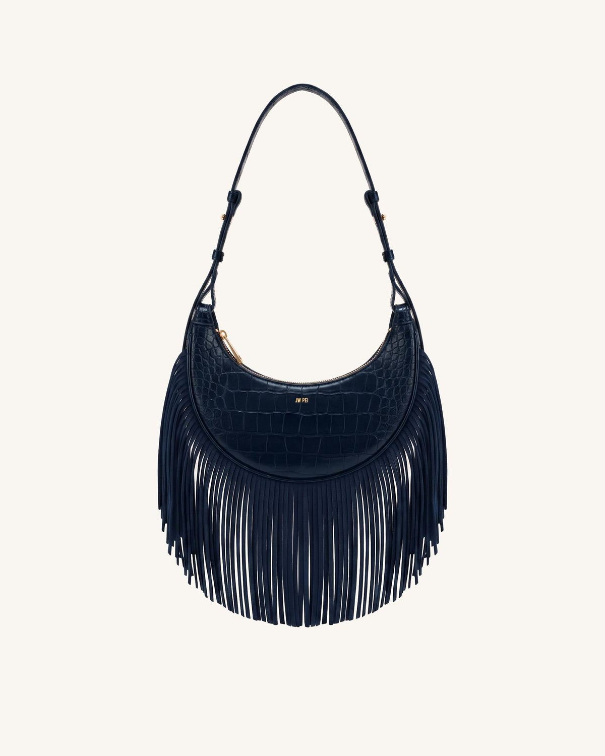JWPE - Sharon Fringe Crossbody Bag - Navy Croc