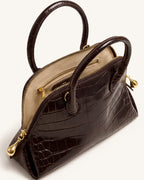 JWPE - Nerina Structured Top Handle Bag - Dark Brown Croc