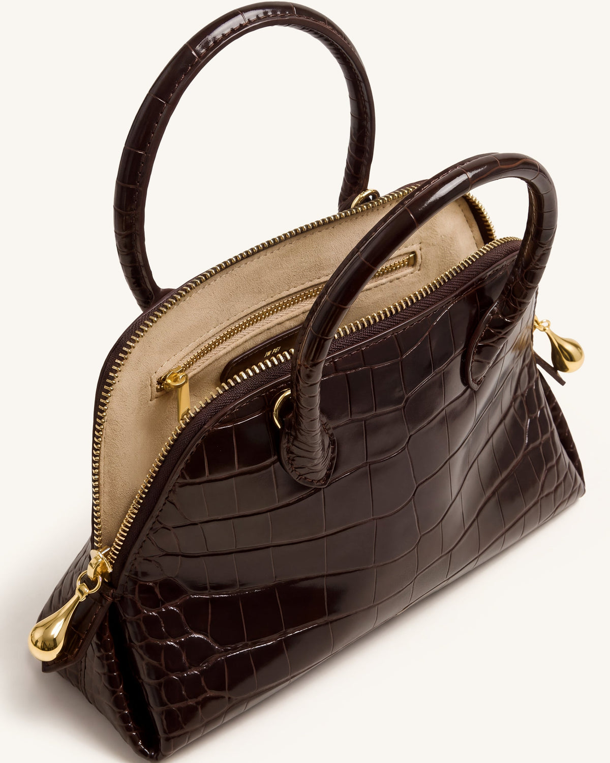 JWPE - Nerina Structured Top Handle Bag - Dark Brown Croc
